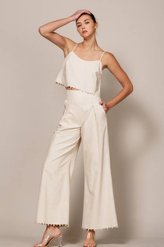 Pearl trimmed wide pants