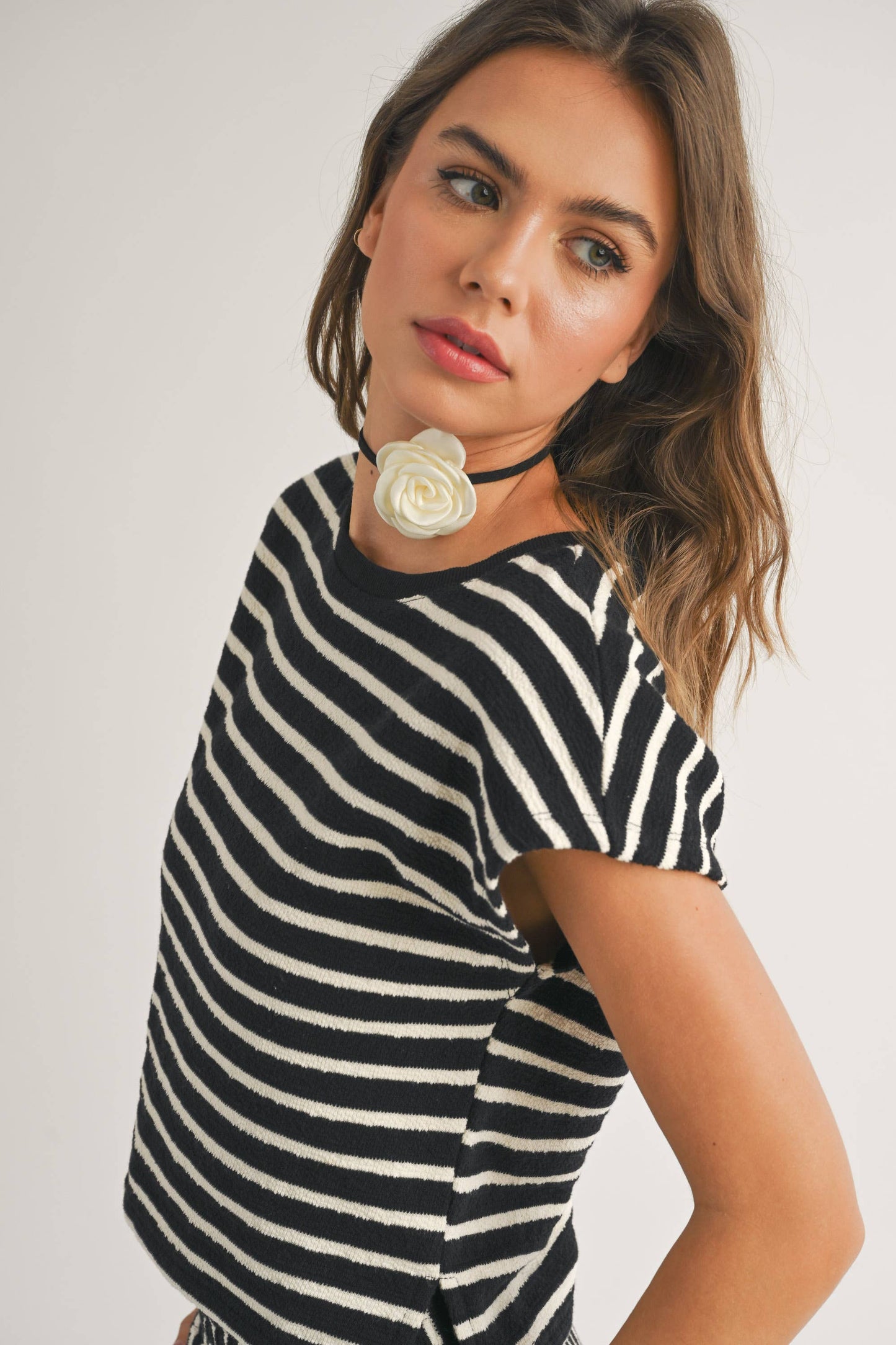 TEXTURED STRIPE KNITTED TOP