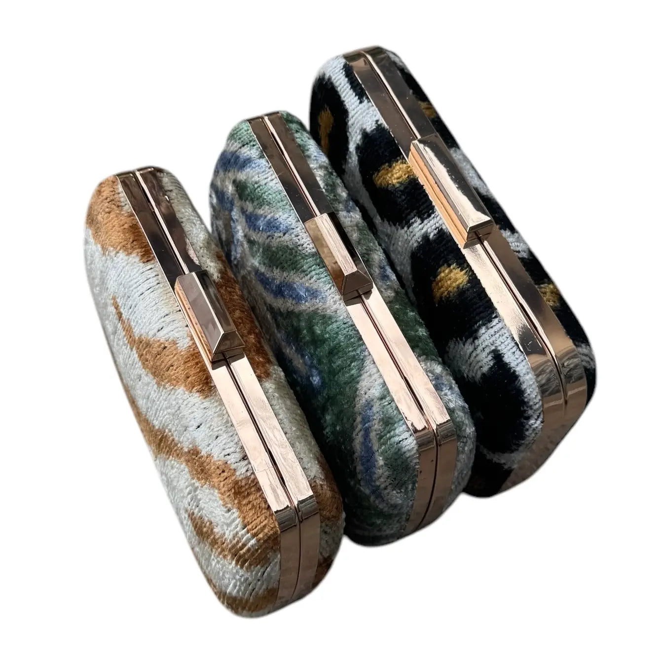 Silk Velvet Ikat Box Clutch