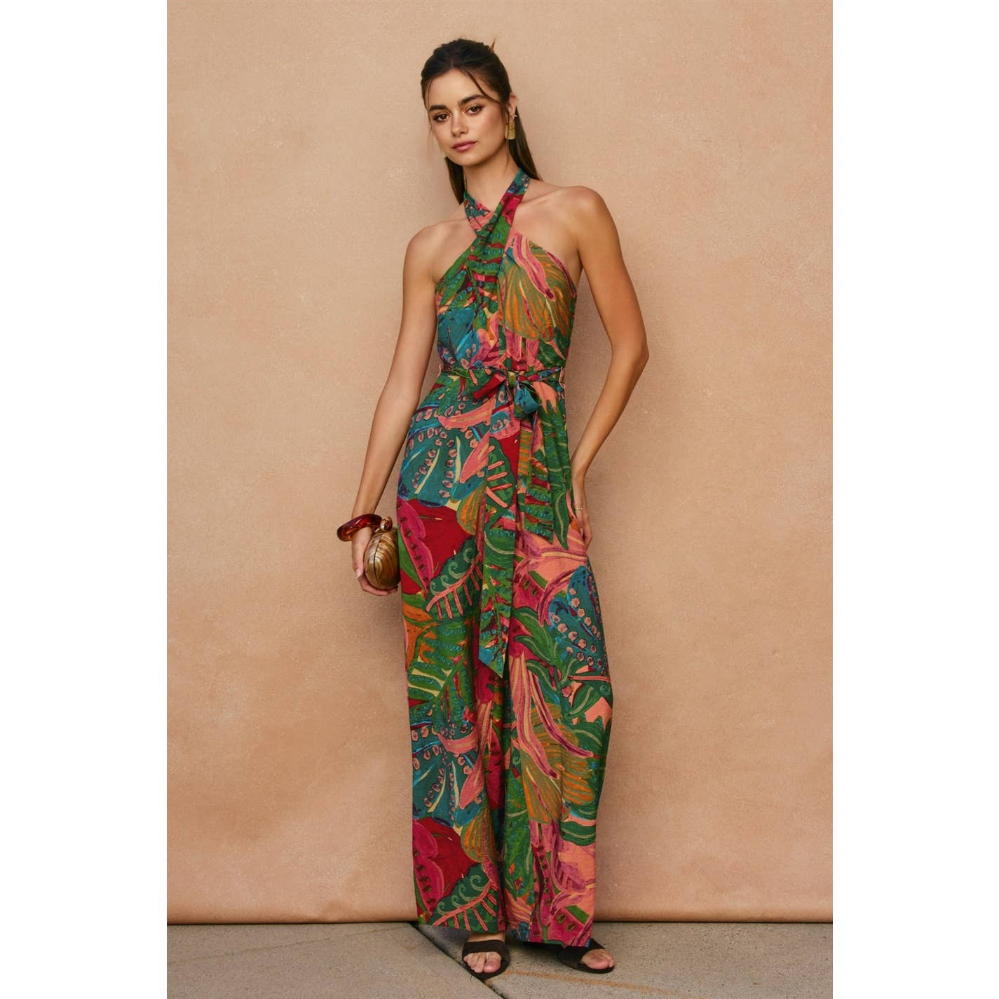 Drawing Dream Crossed Halter Neck Jumpsuit