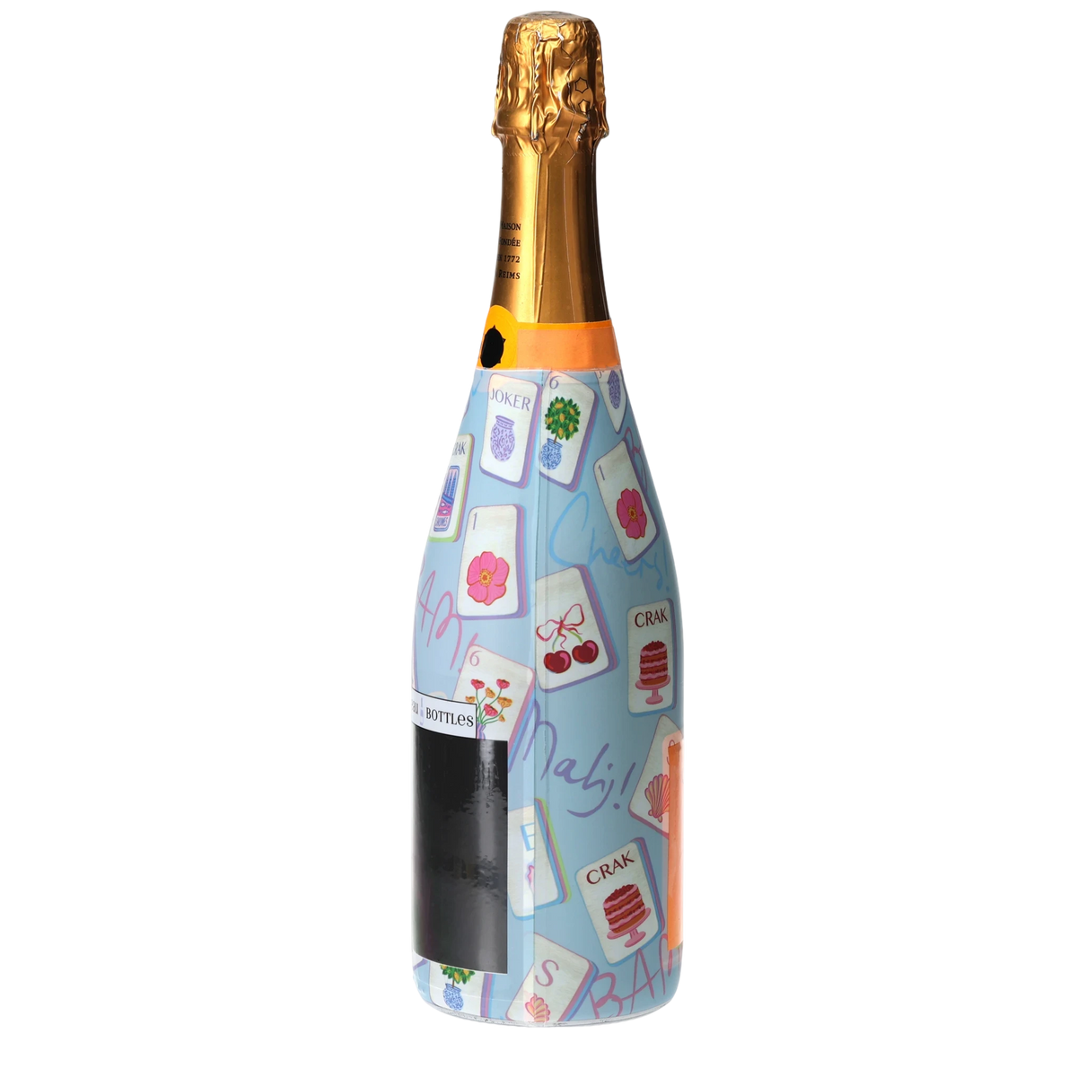Blue Mahjong Champagne Bottle Wrap – Gift for Her