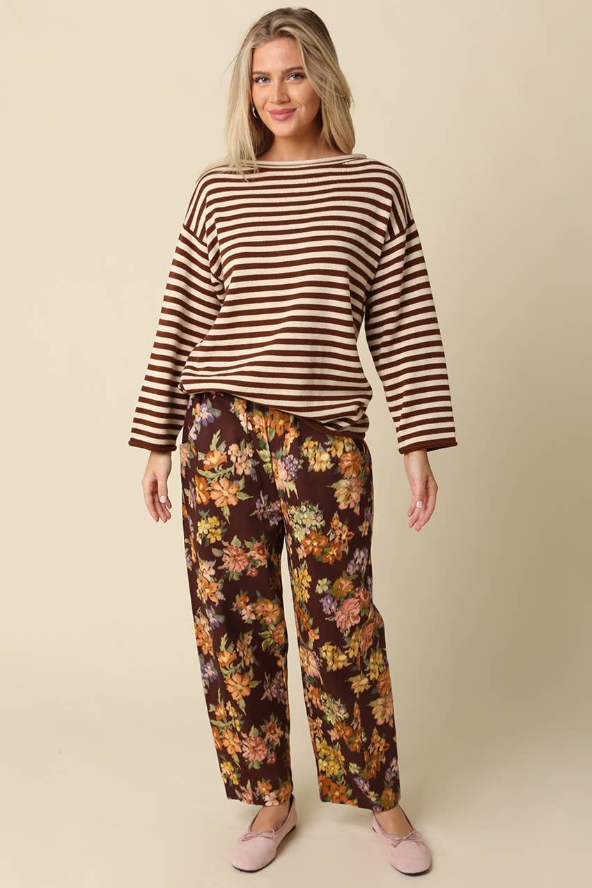 Floral Barrel Pants