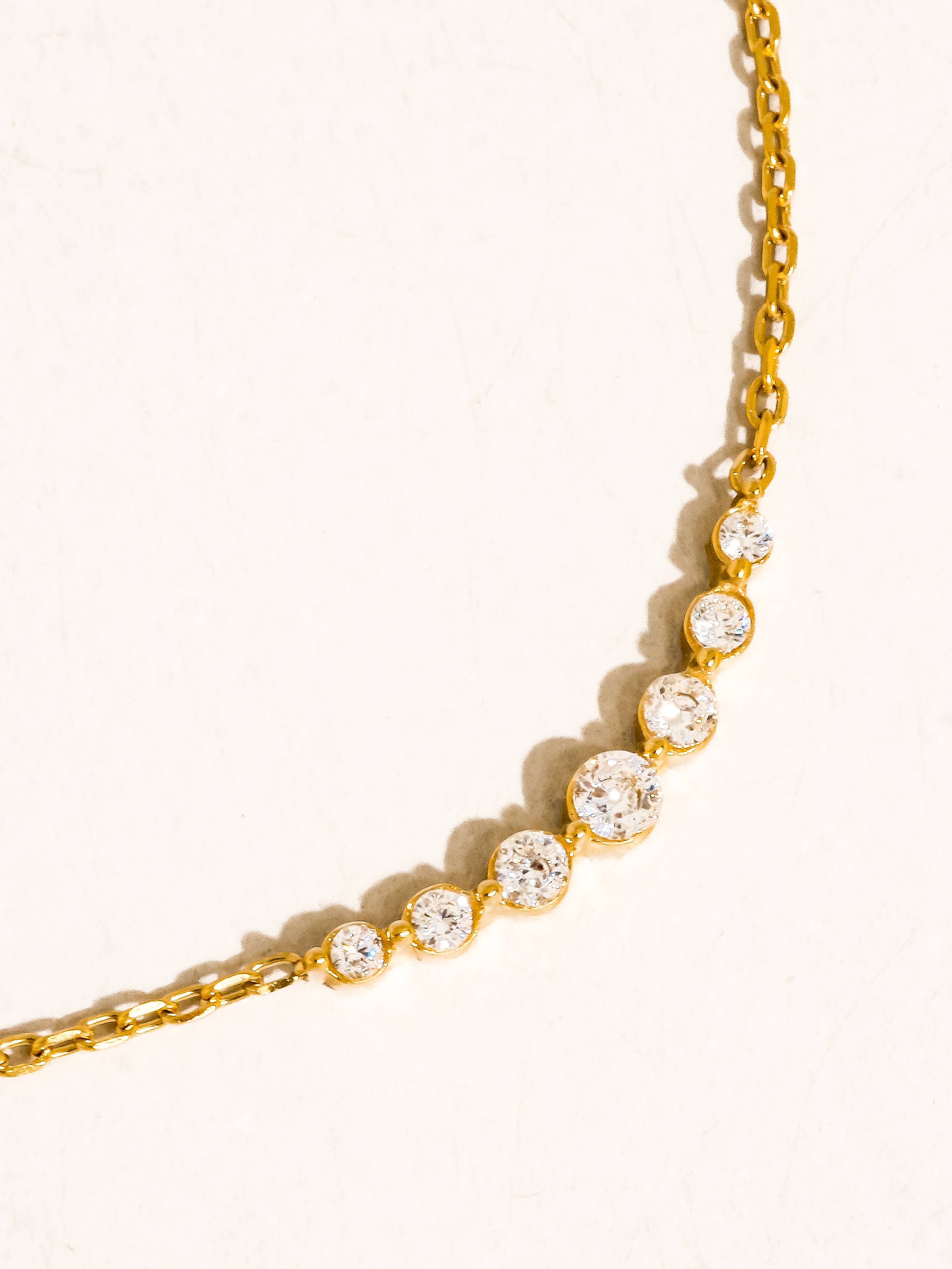 18K Gold Crystal Station Chain Necklace