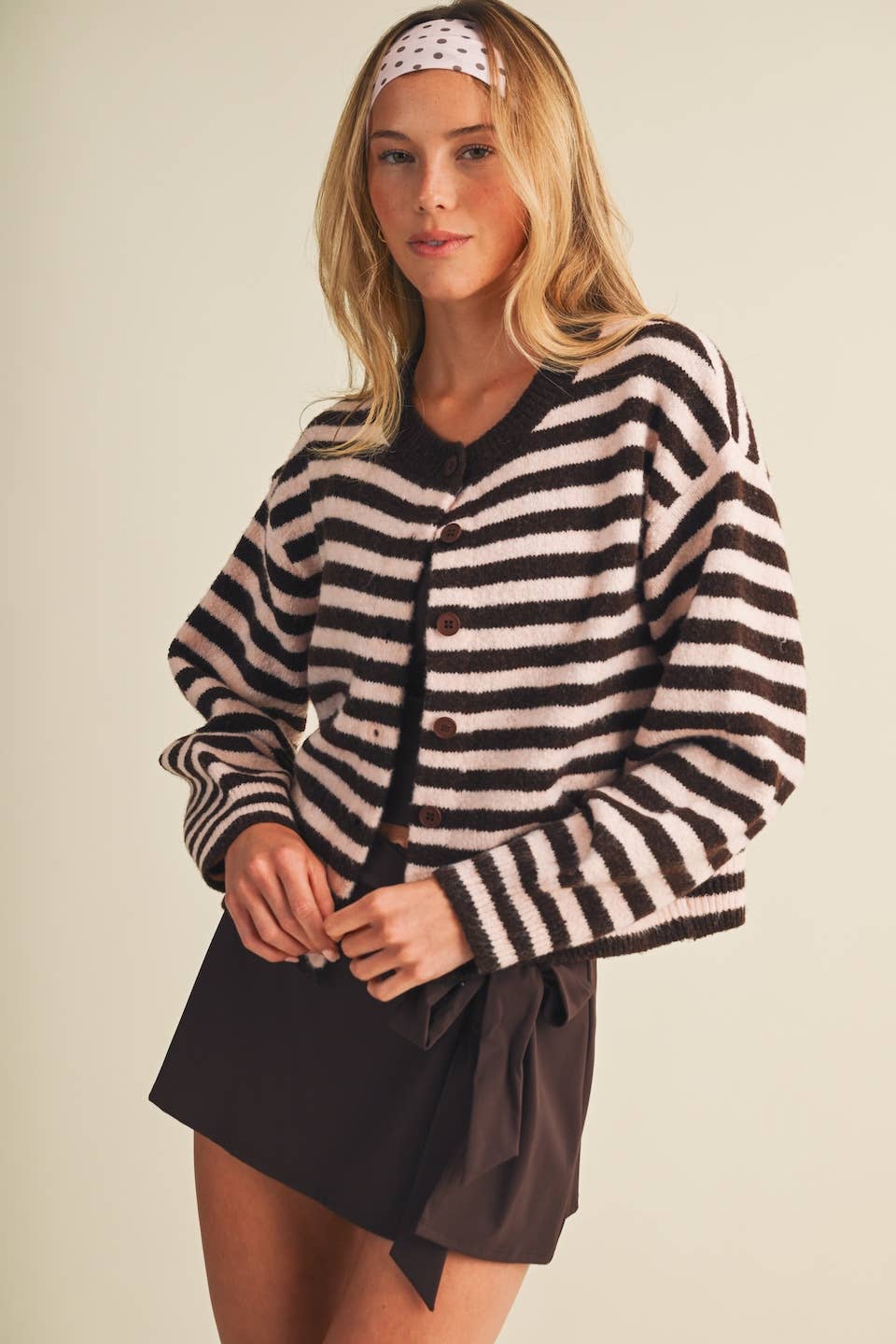 Striped Knit Button Up Cardigan Sweater