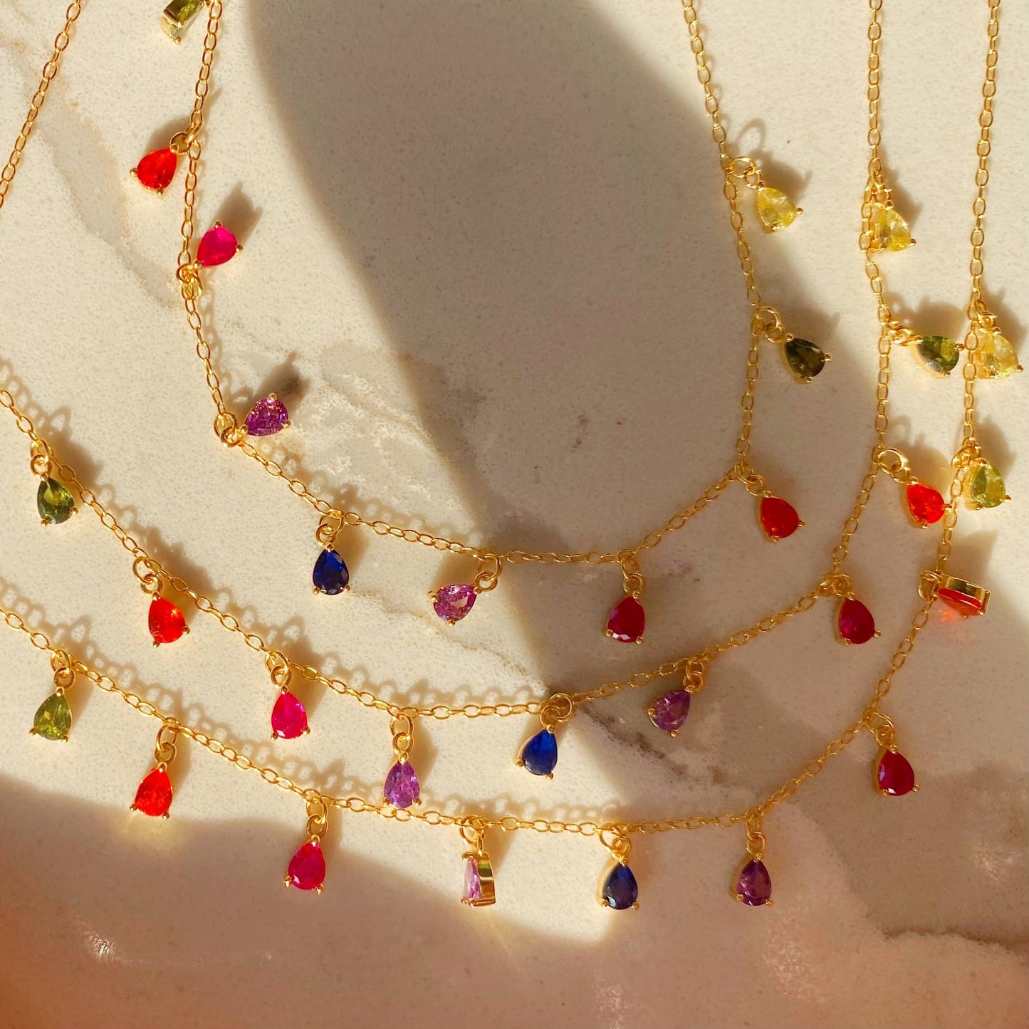 Rainbow Crystal Teardrop Necklace