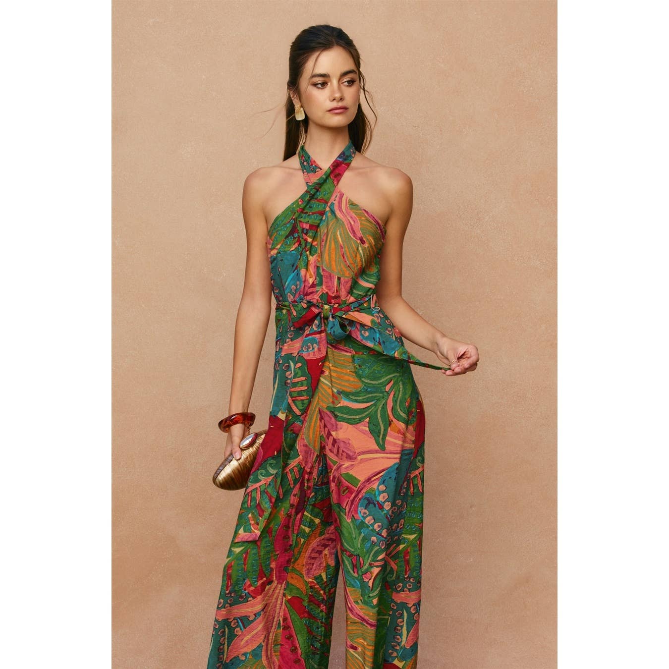 Drawing Dream Crossed Halter Neck Jumpsuit