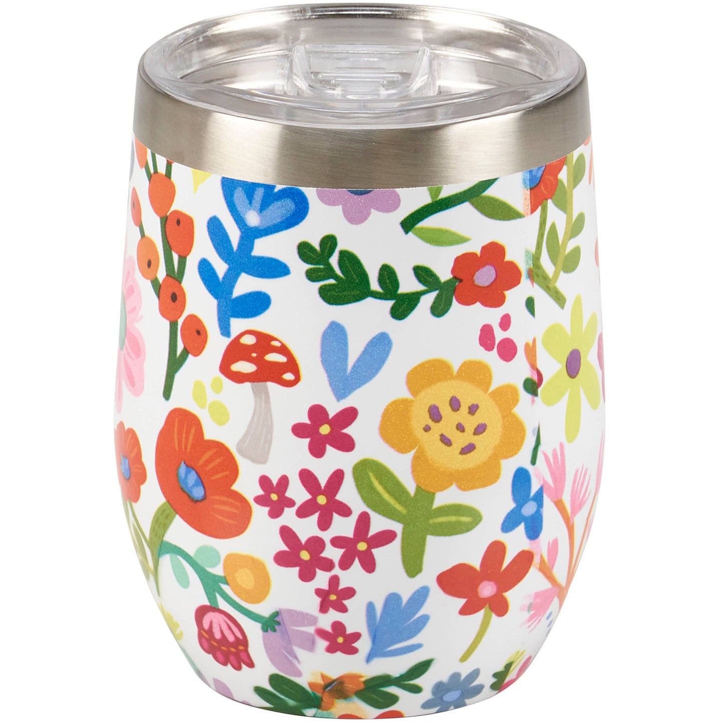 Happy Flowers Wine Tumbler