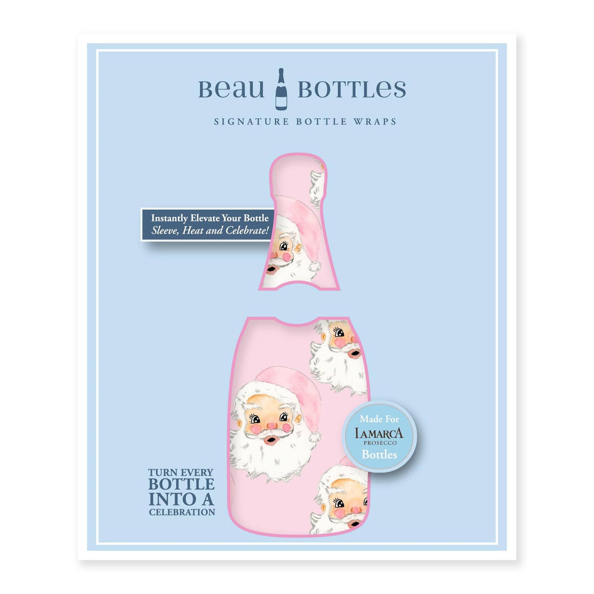 Pink Santa Prosecco Bottle Wrap – Christmas Gift