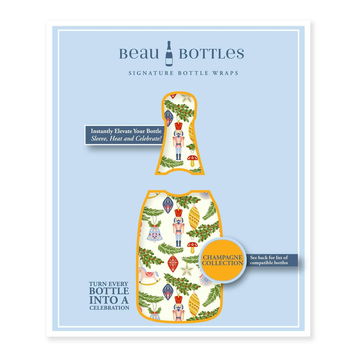 Christmas Ornament Champagne Bottle Wrap – Holiday Hostess Gift