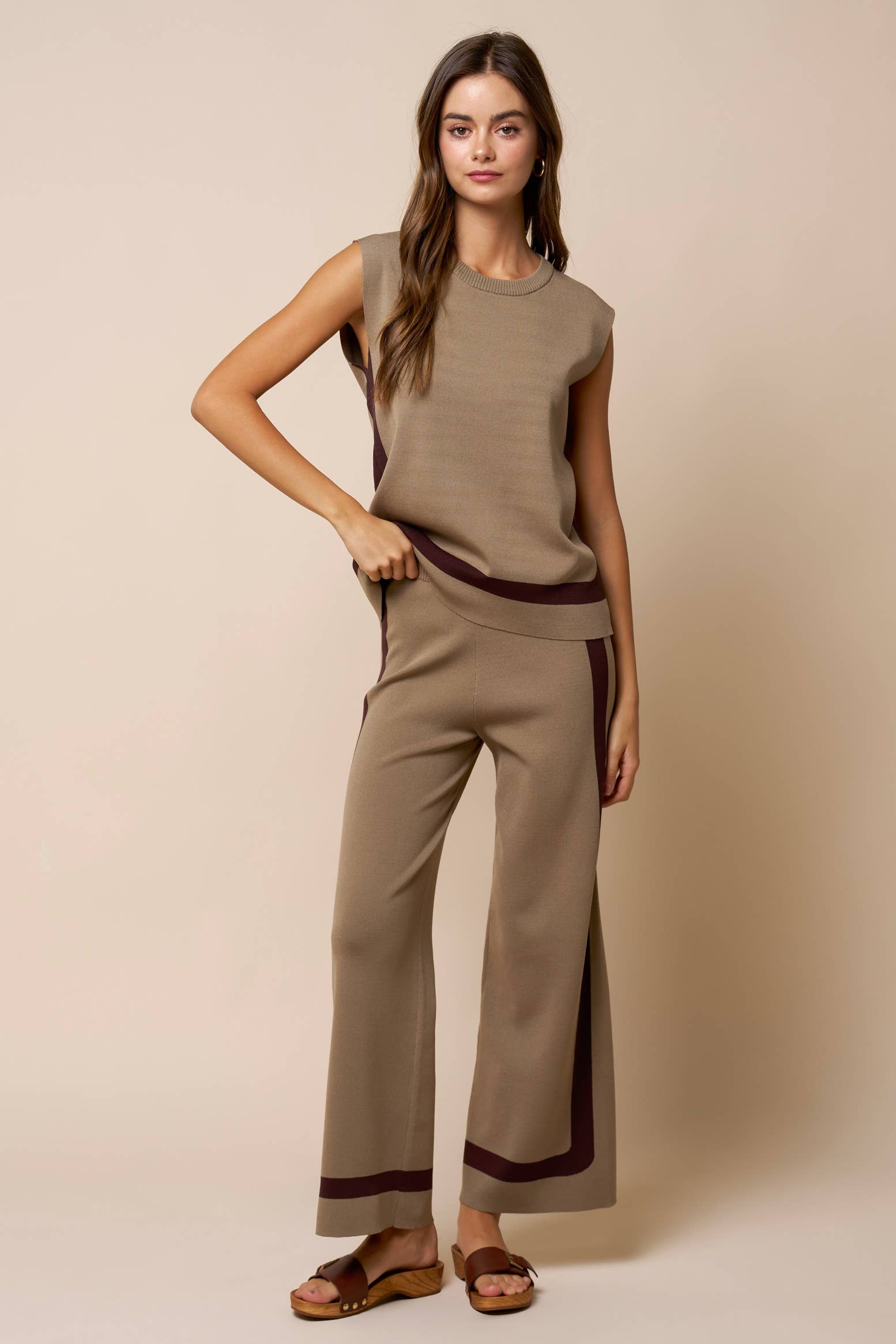 Knit Wide Leg Striped Pant