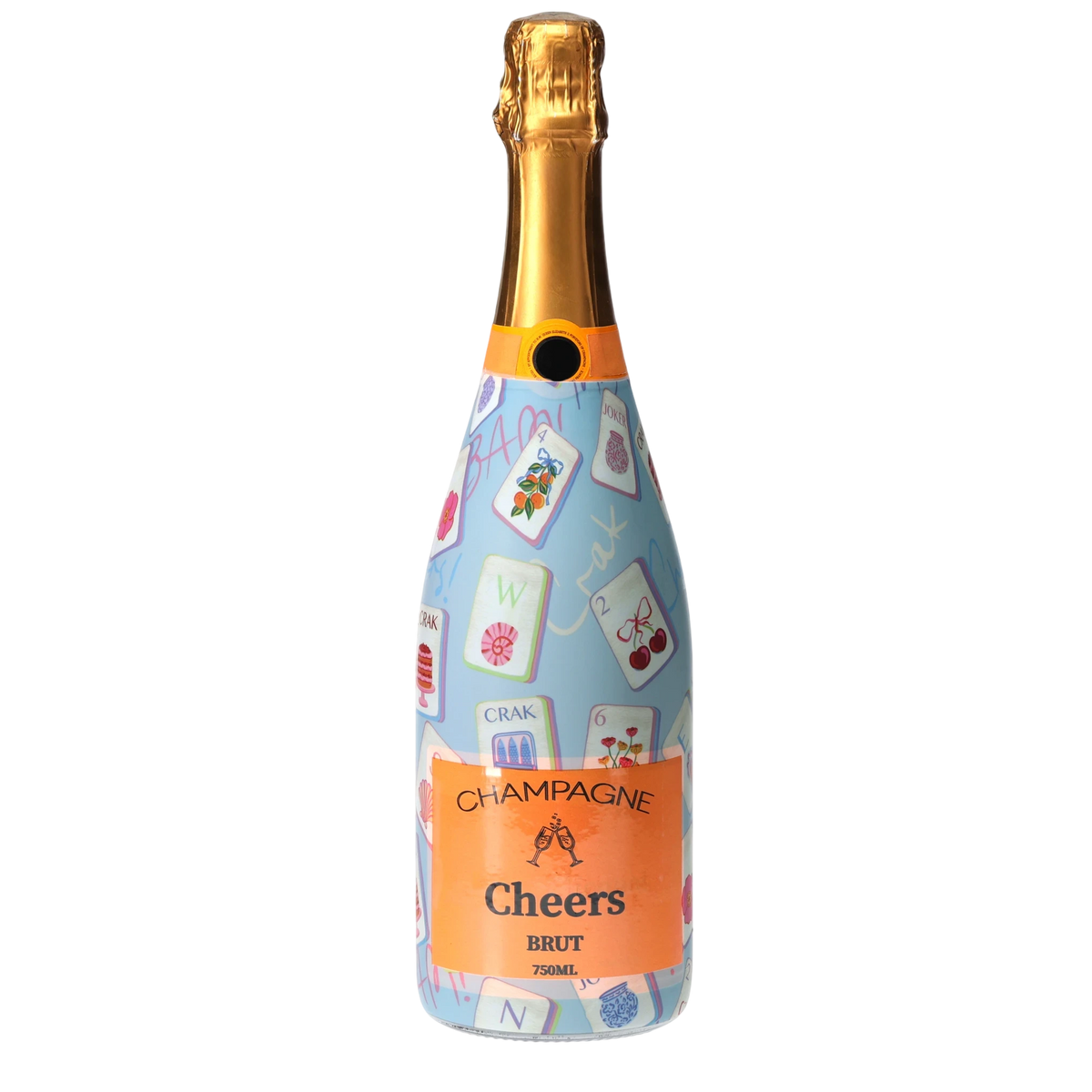 Blue Mahjong Champagne Bottle Wrap – Gift for Her