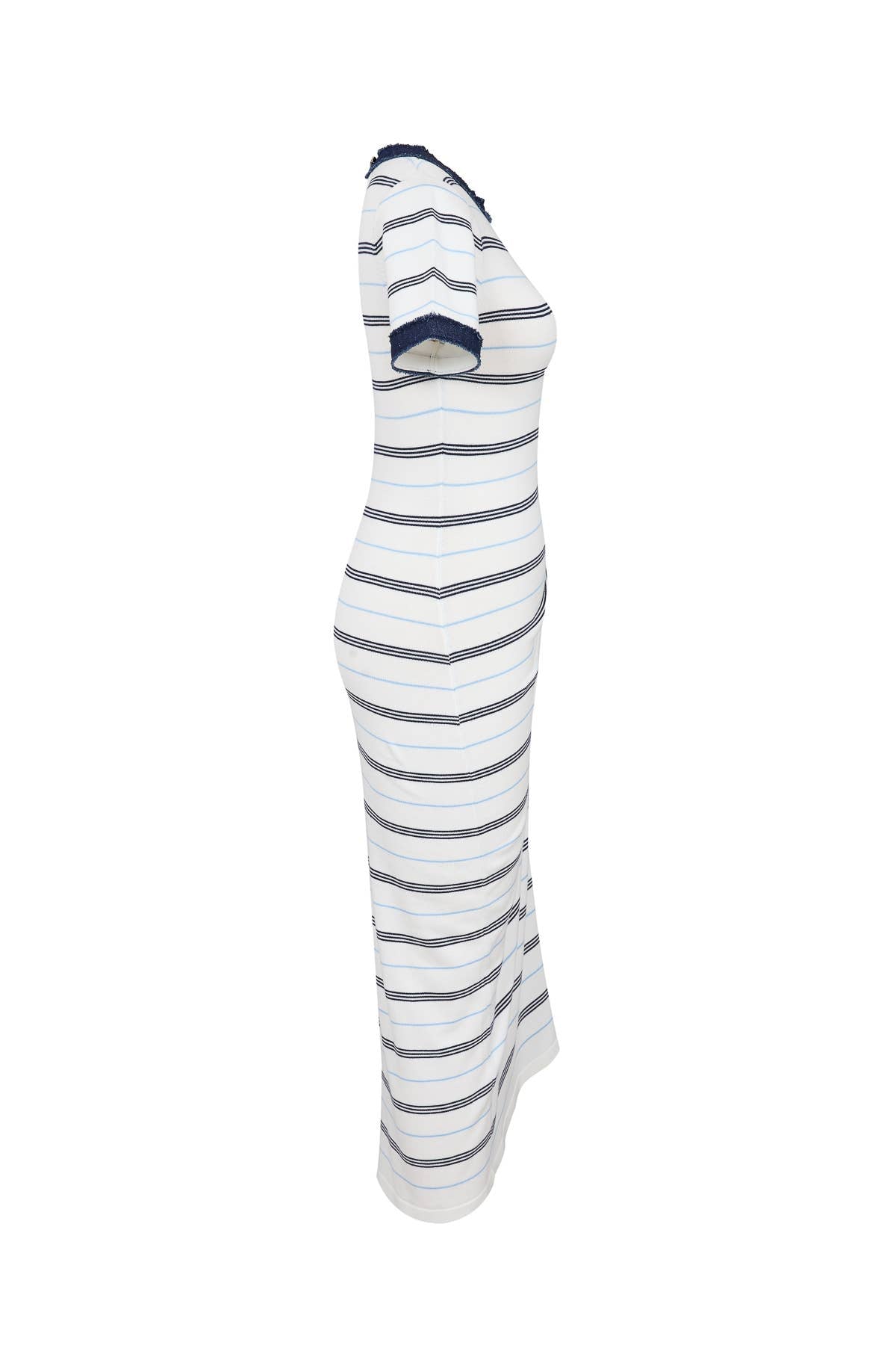 Short Sleeve Knit Dress with Stripe Pattern