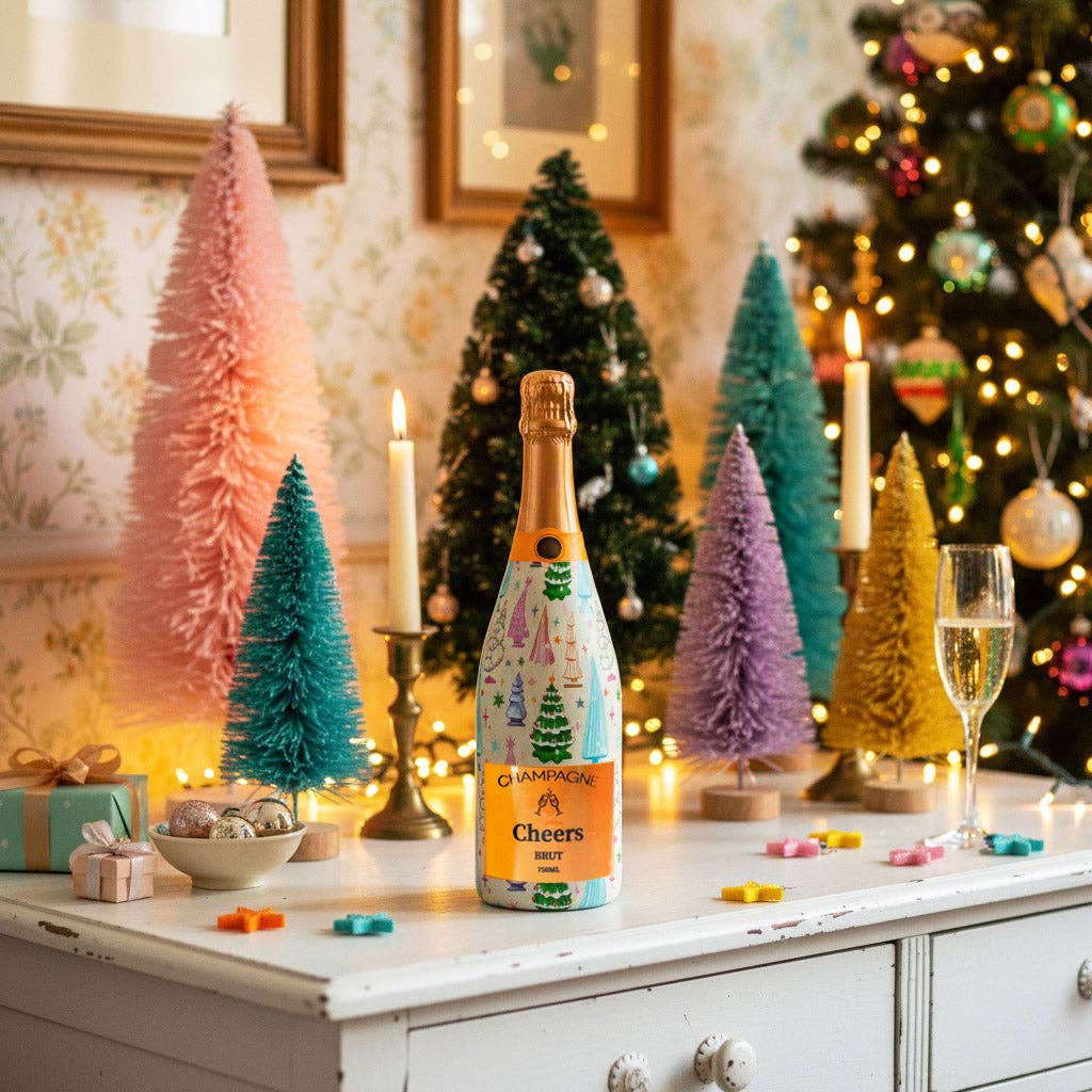 Christmas Tree Champagne Bottle Wrap – Holiday Gift