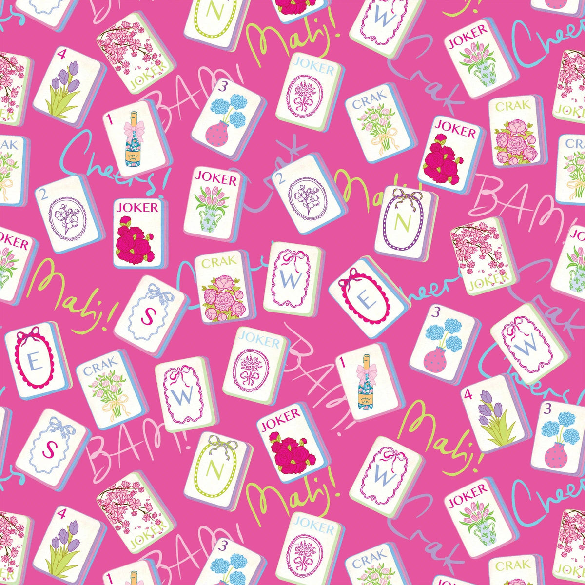 Pink Mahjong Prosecco Bottle Wrap – Gift for Her