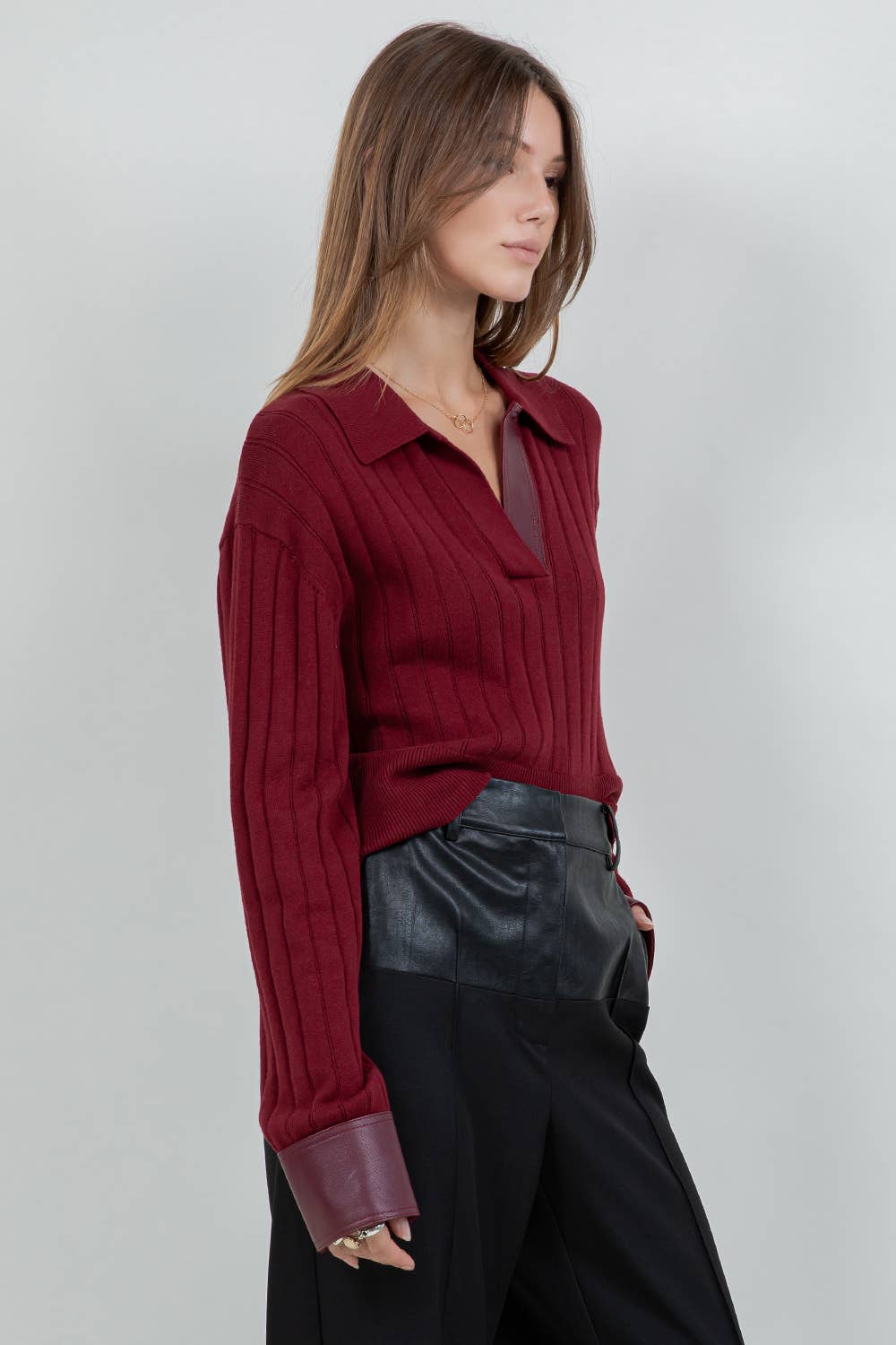 Knit & Leather Sweater