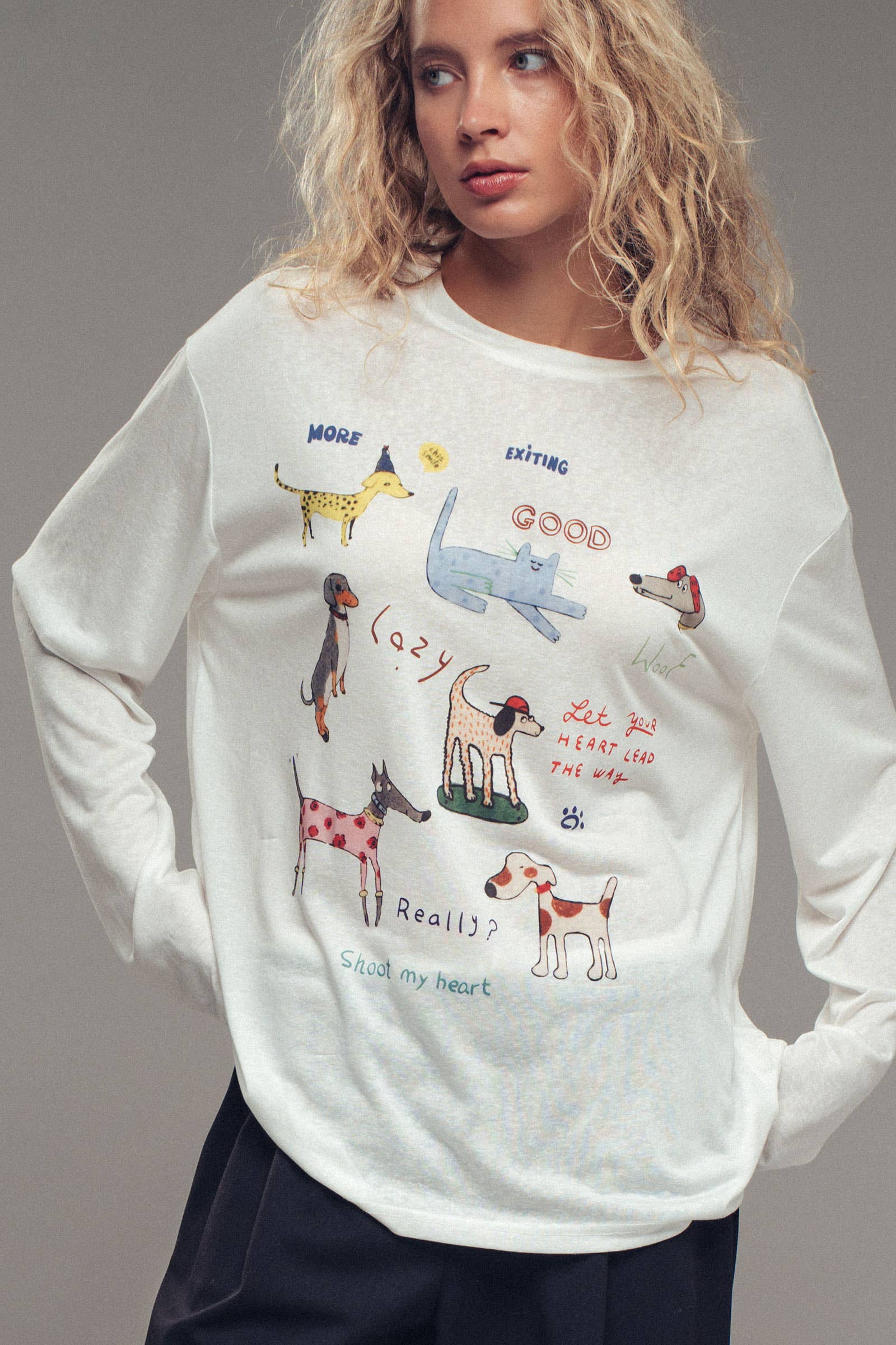 Dog Graphic Long Sleeve Top