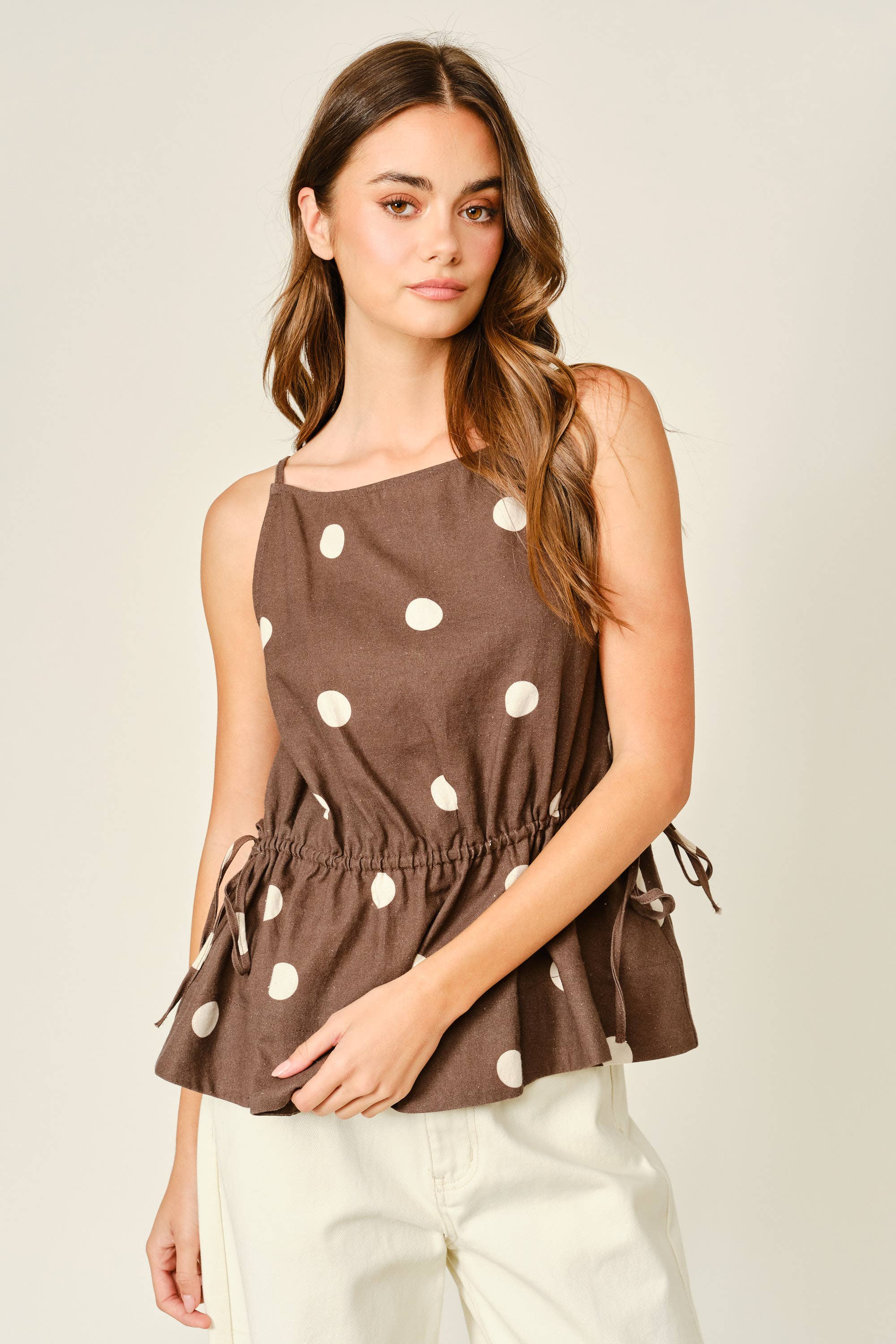 SOFT TOUCH POLKA DOT BABYDOLL WAIST TOP