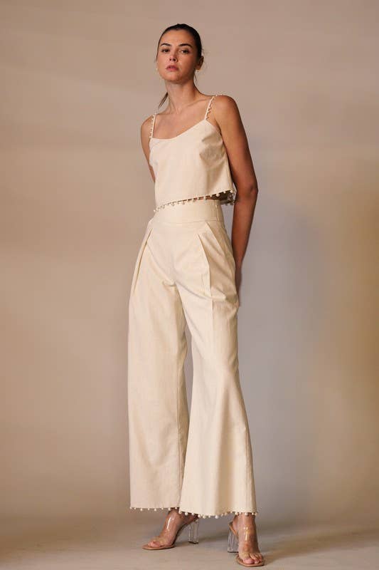 Pearl trimmed wide pants