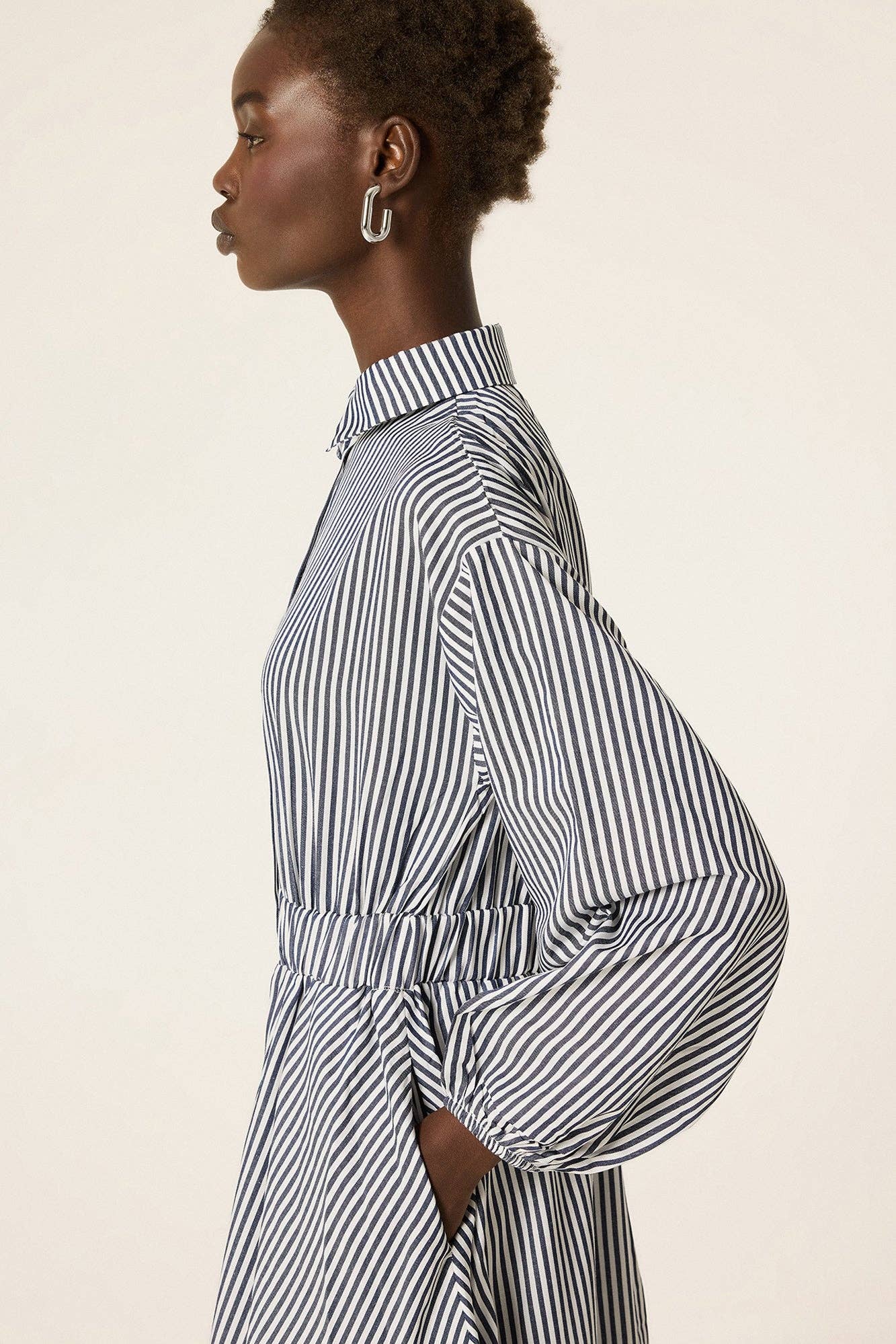 Striped Poplin Shirt Maxi Dress