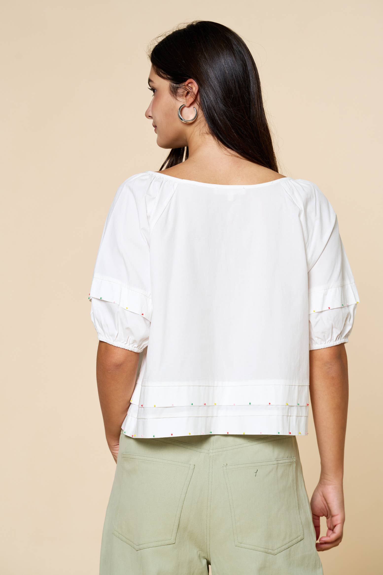 White Tassel Tie Blouse
