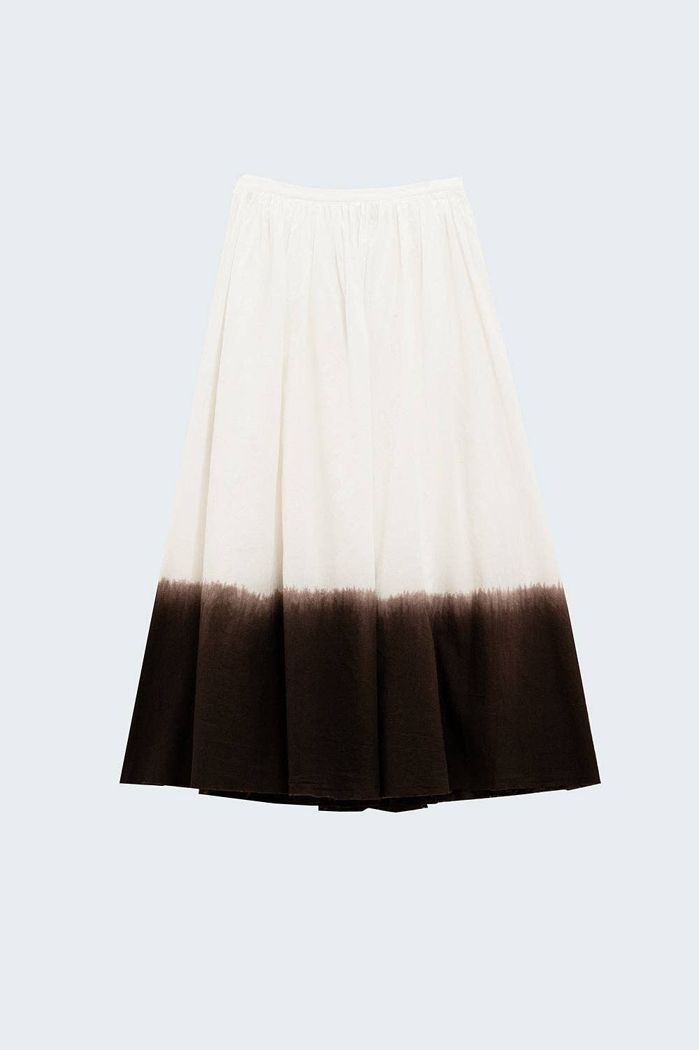 Flowy Drop Waist White Skirt With Brown Ombre