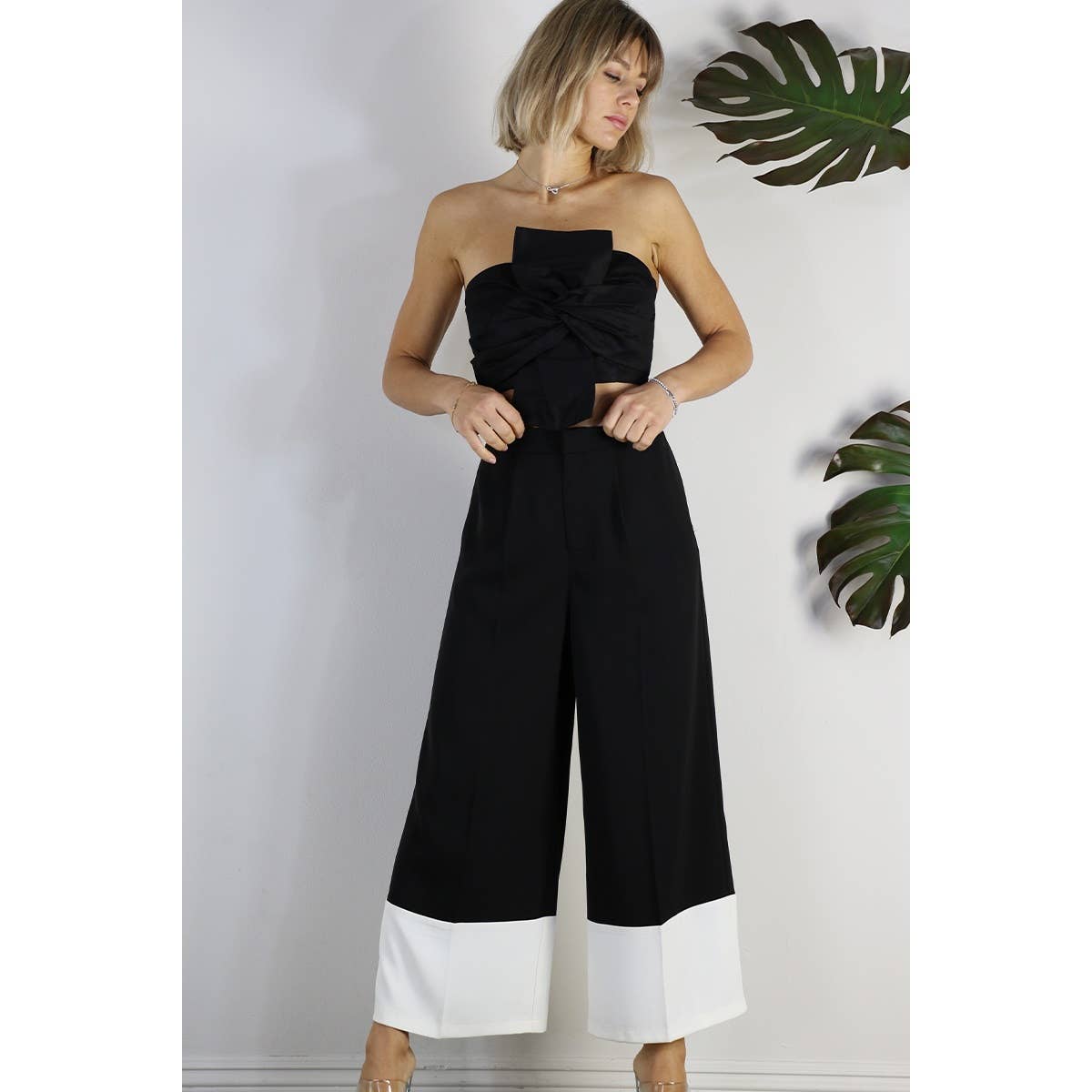 COLOR BLOCK WIDE PANTS