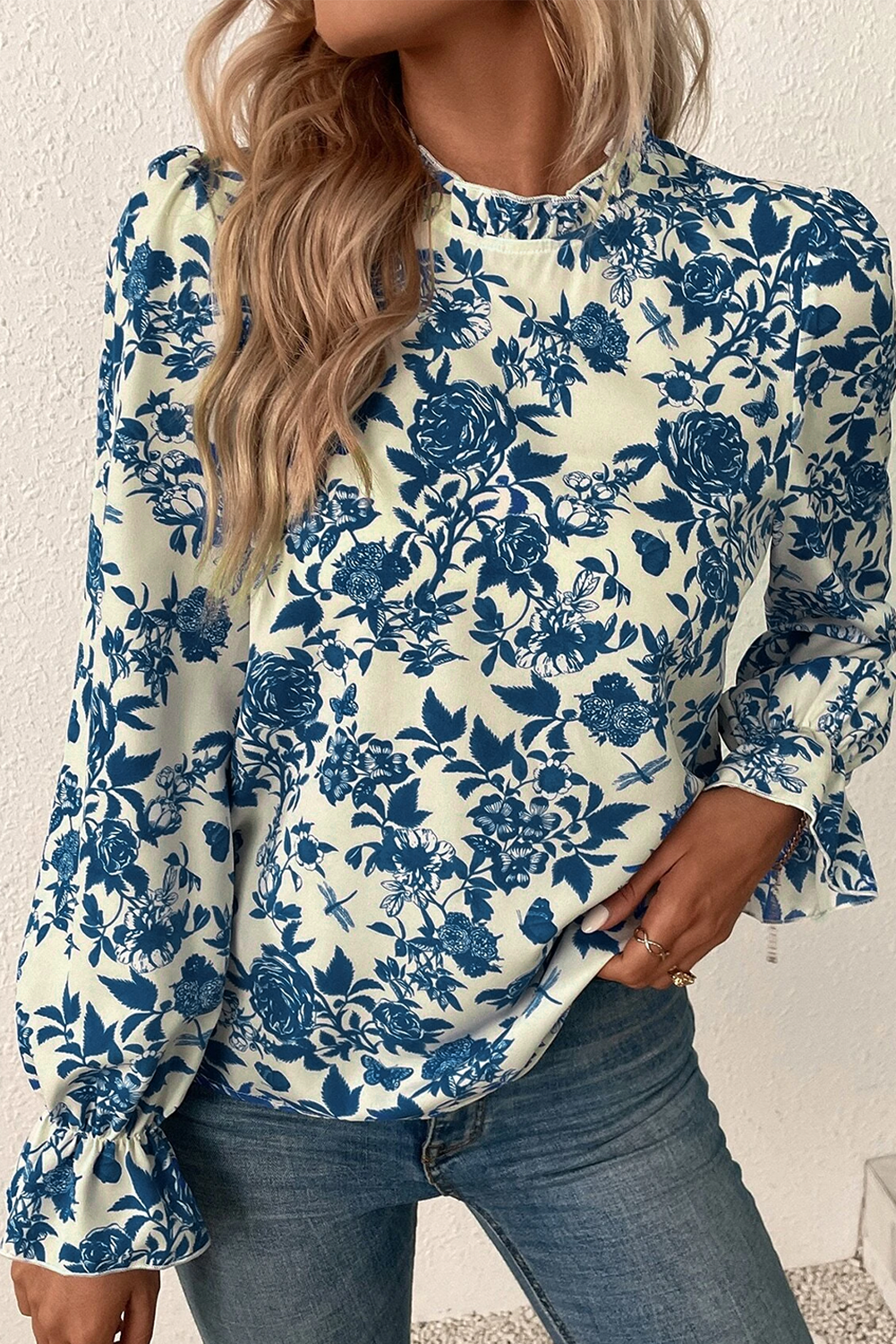 Burke Floral Flounce Sleeve Blouse | S-XL