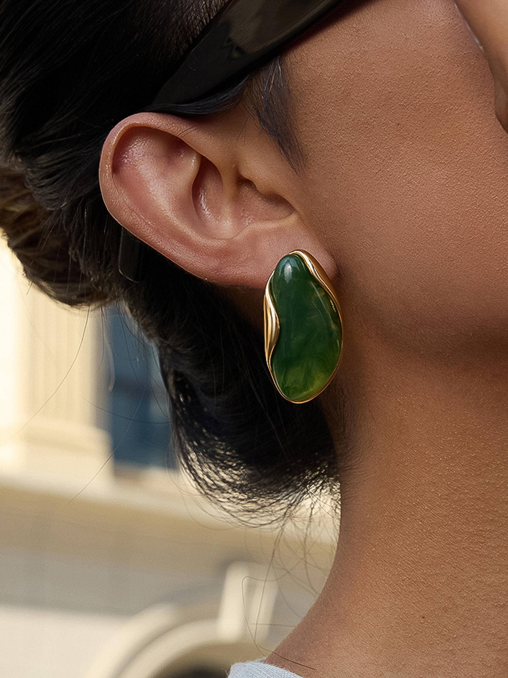 Maélie 18K Gold Resin Drop Earrings