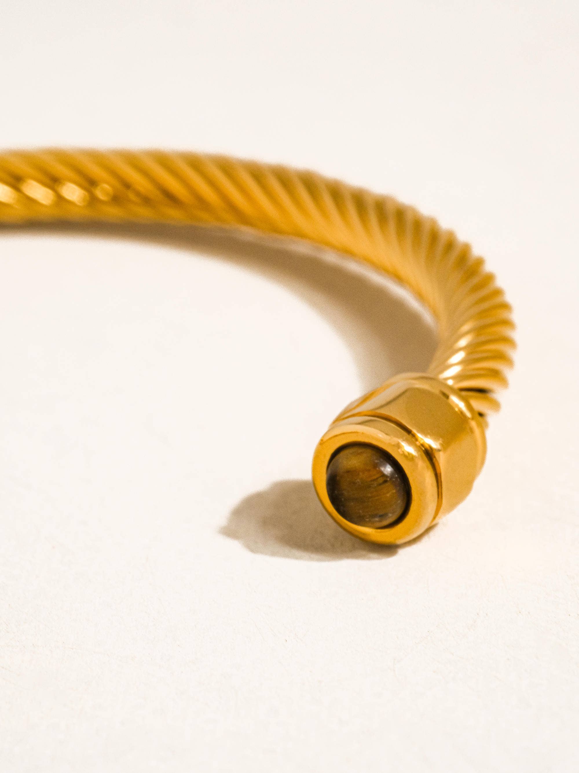 Vail 18K Gold Stone Braided Bangle