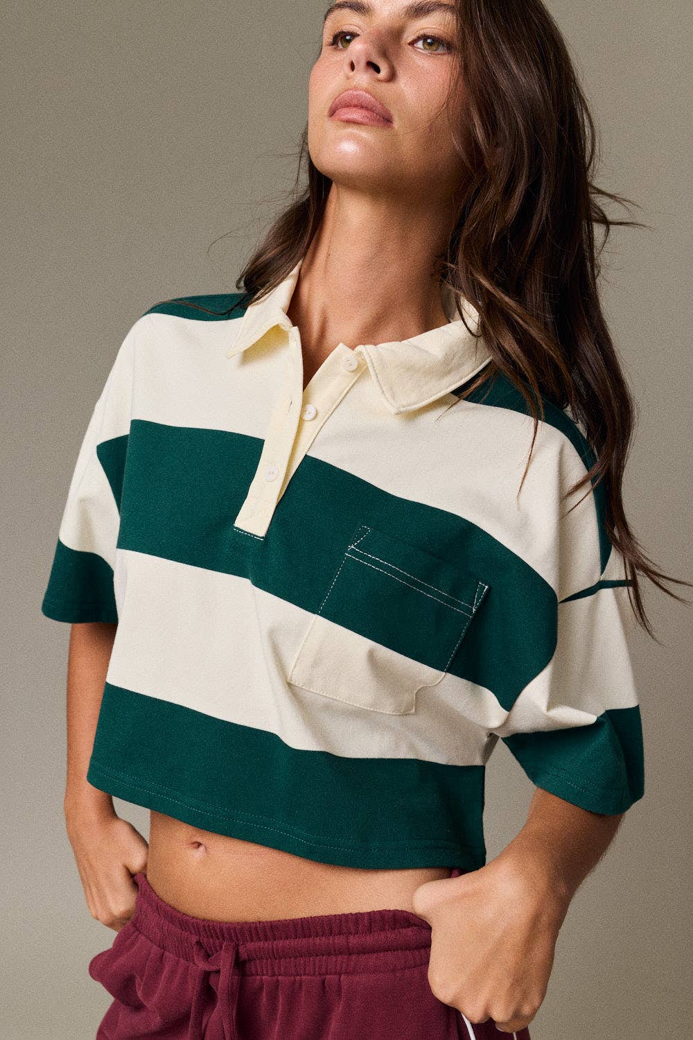 Rugby Stripe Polo Top
