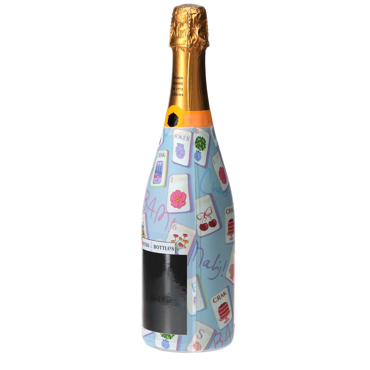 Blue Mahjong Champagne Bottle Wrap – Gift for Her