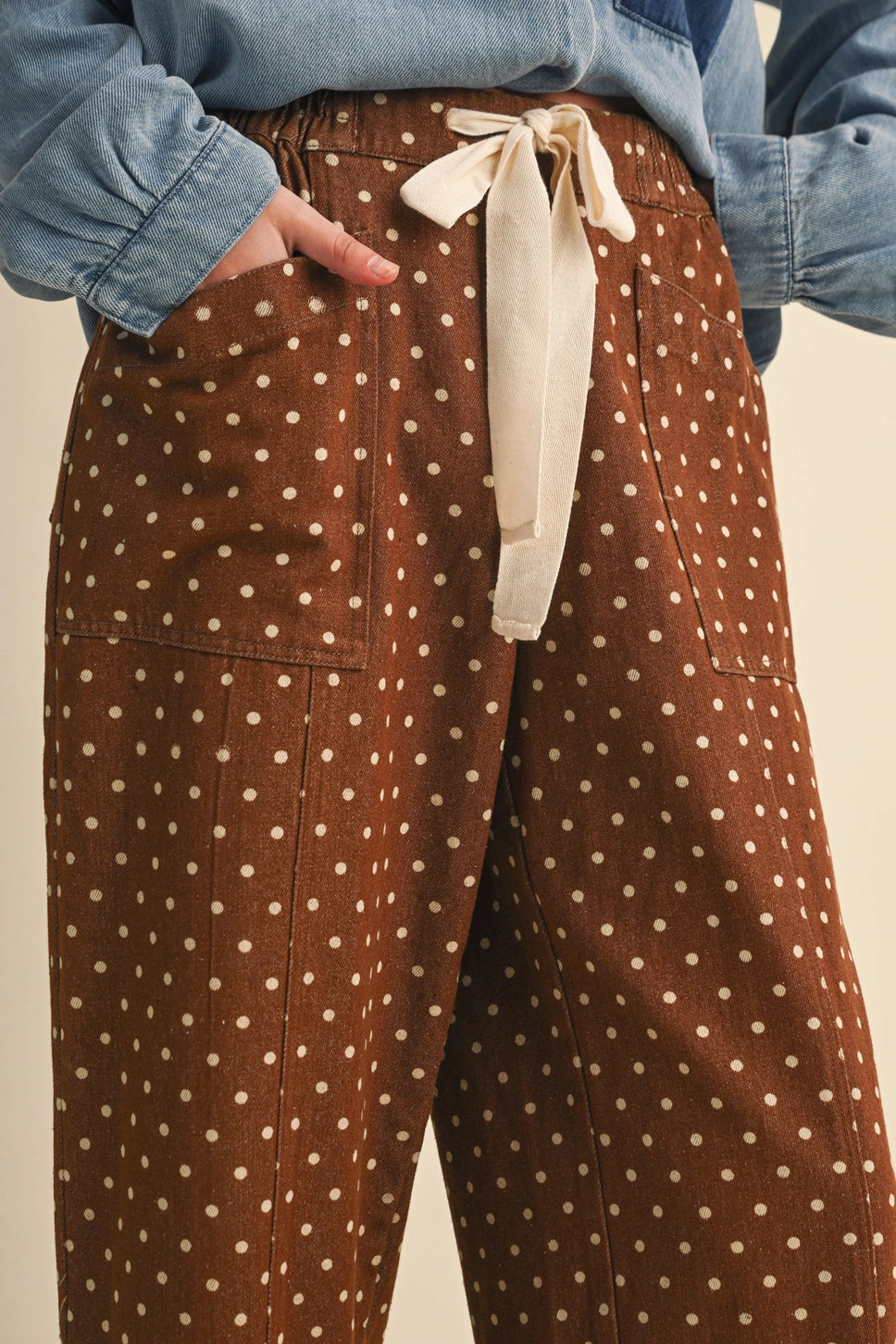 Polka Dot Wide Leg Cropped Pants