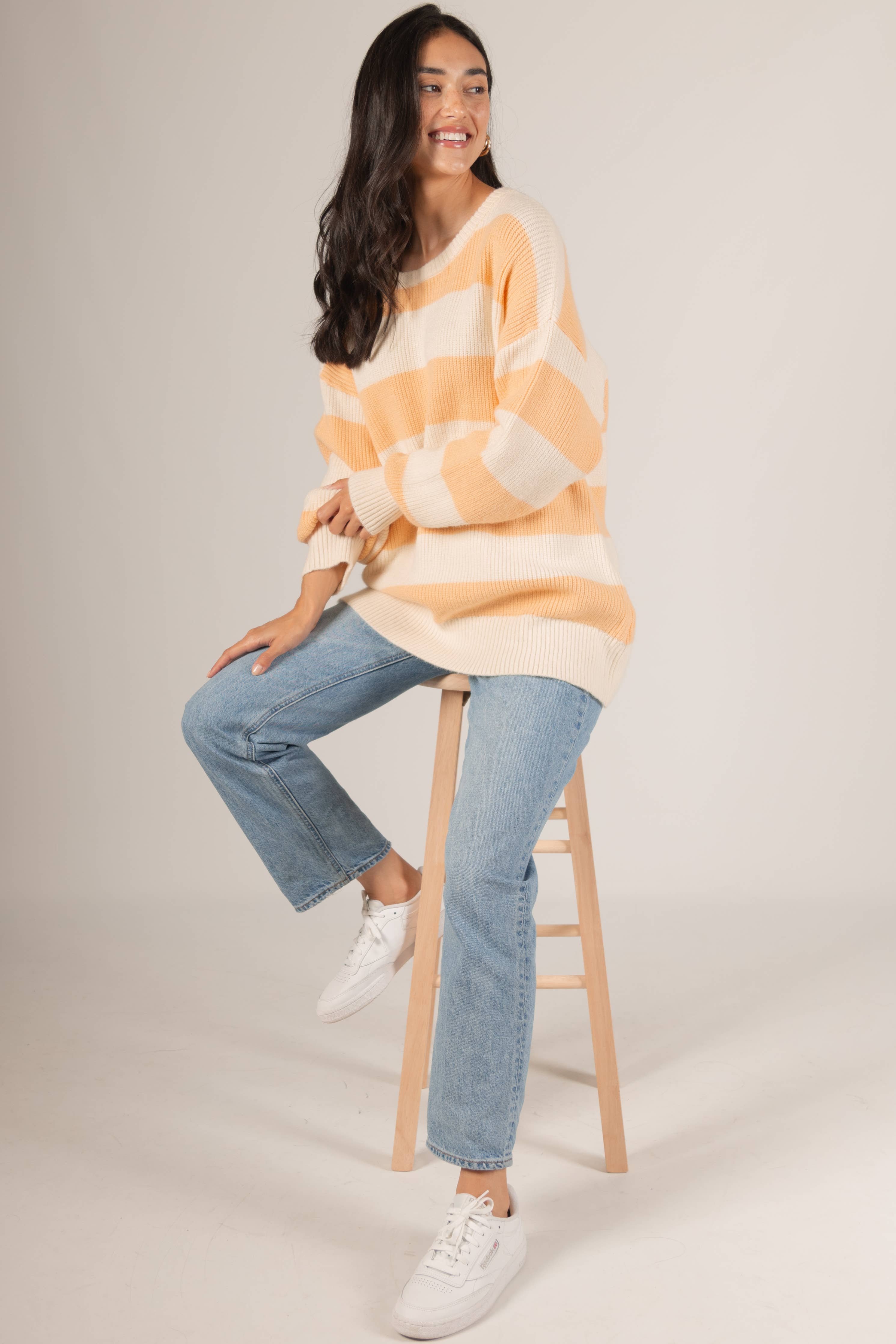 Colorblock Stripe Oversized Pullover Sweater