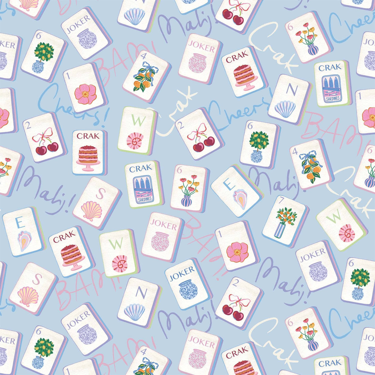 Blue Mahjong Champagne Bottle Wrap – Gift for Her