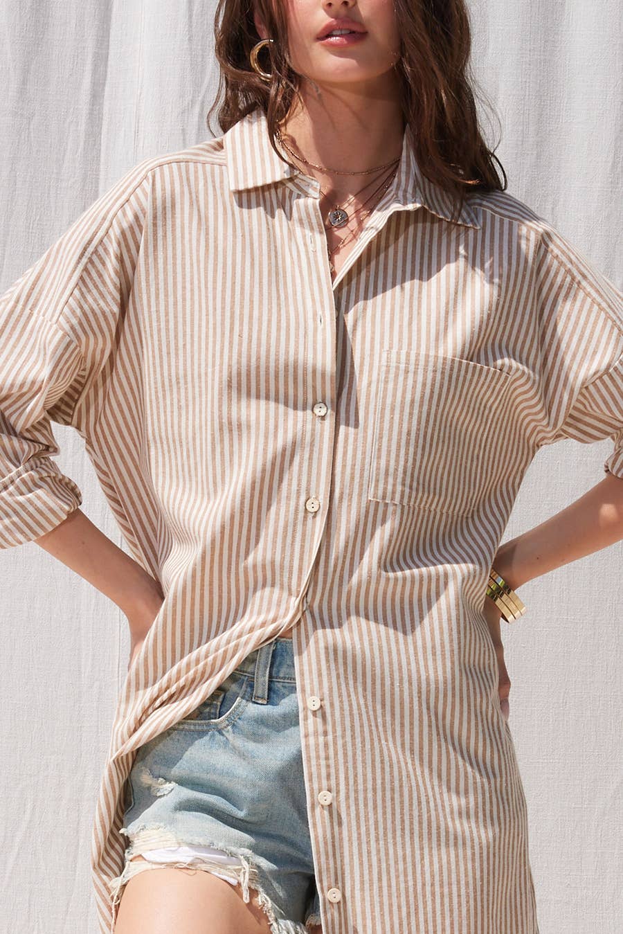 Stripe Midi Shirt Midi Dress