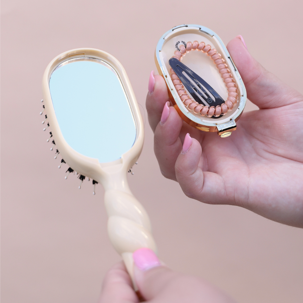Teleties Mini Boar Brush | Tan Brush