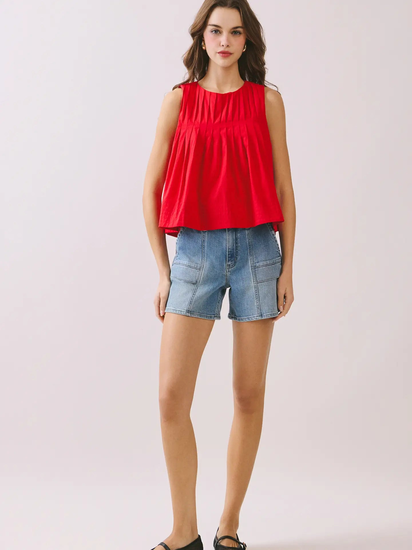 Sleeveless Pleated Tank