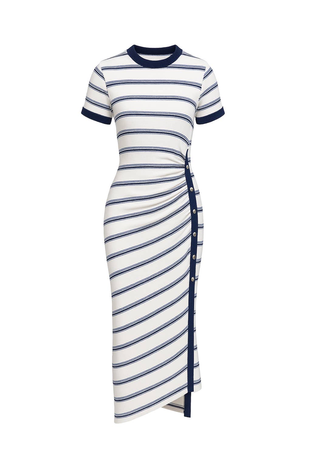 Short Sleeve Knit Dress with Stripe Pattern