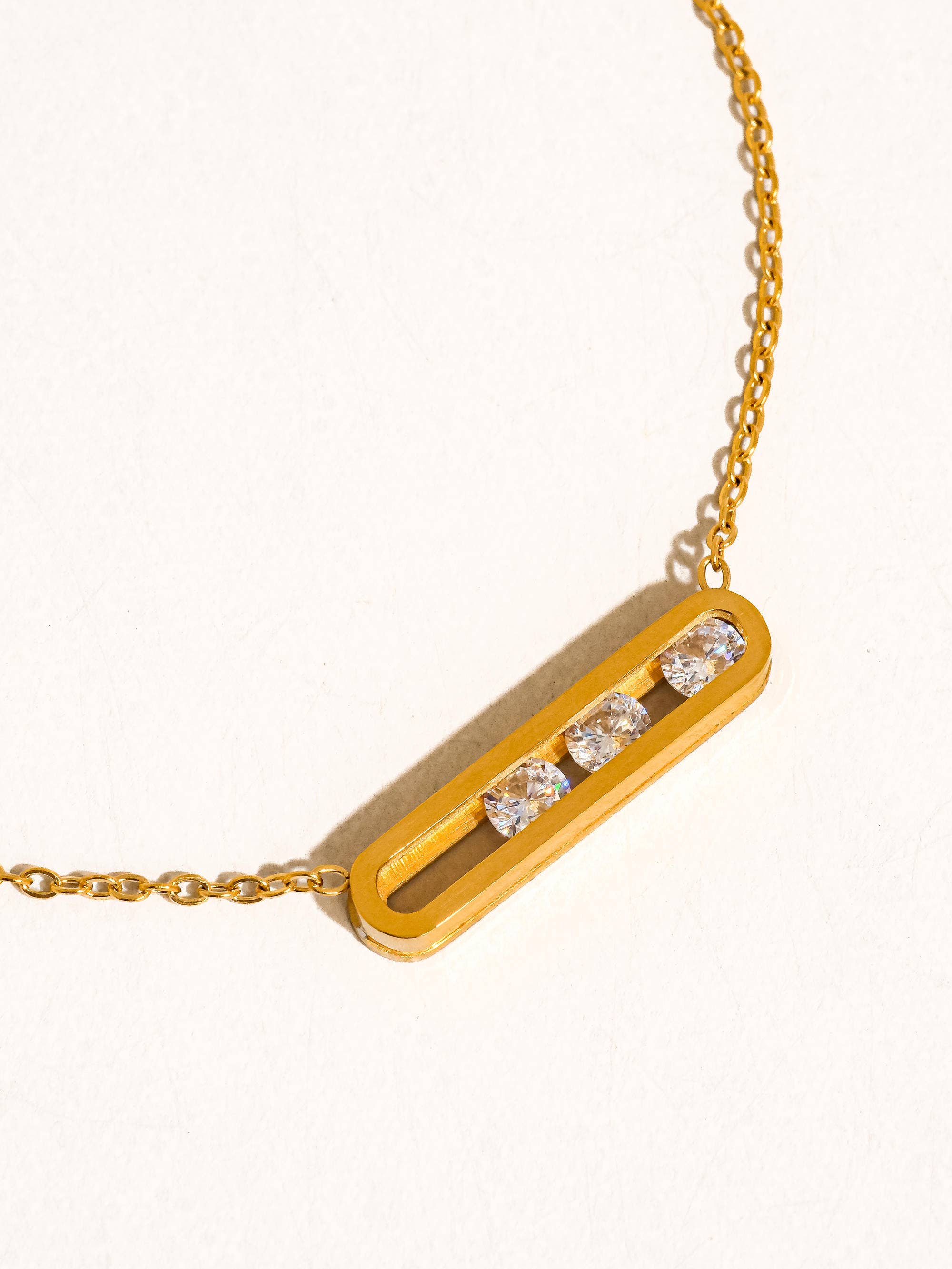 18K Gold Bar Pendant Necklace