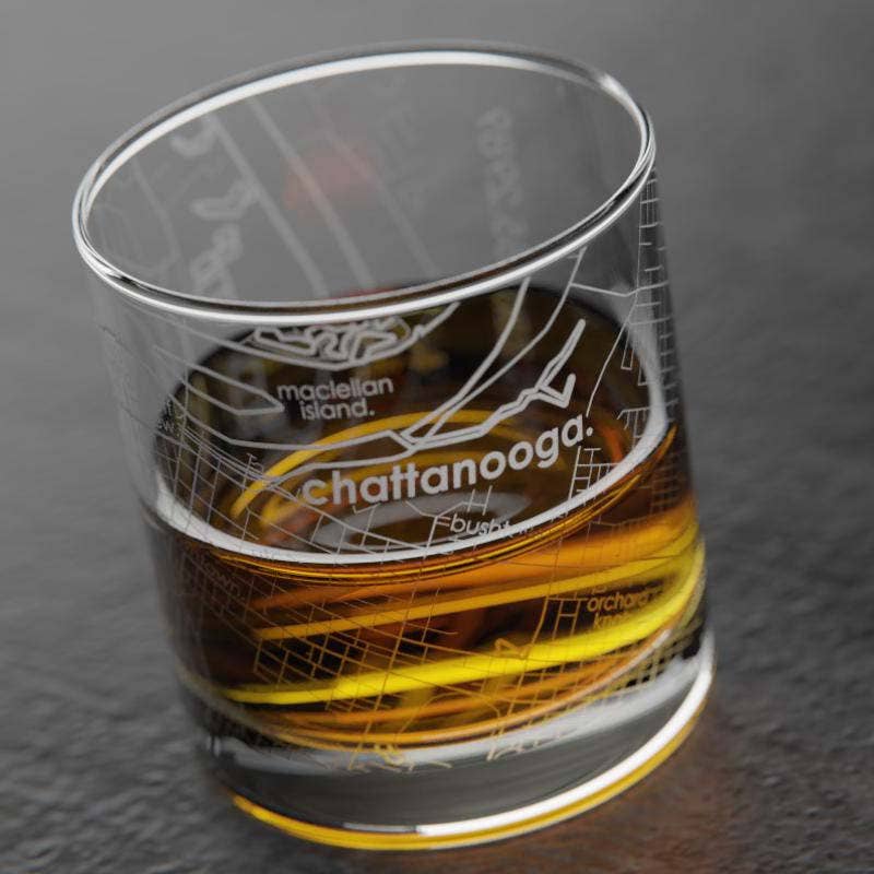 Chattanooga TN Map Rocks Whiskey Glass