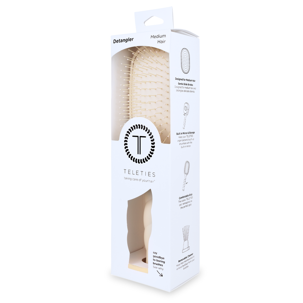Teleties Detangler Brush |Tan| Medium Brush