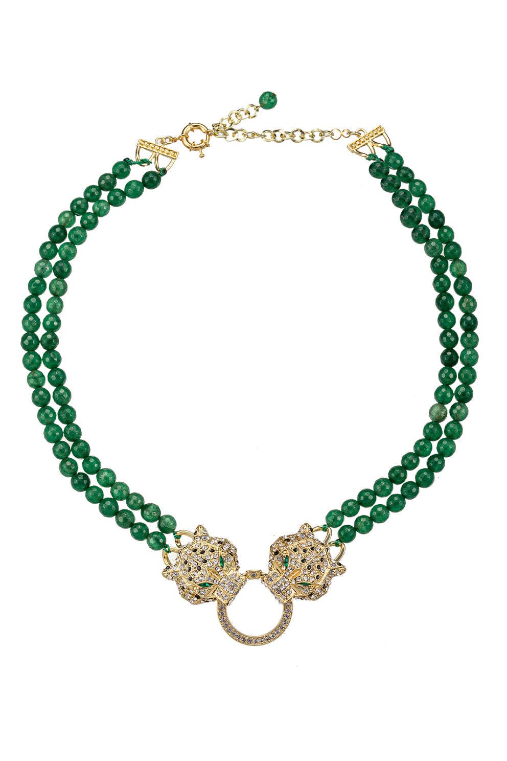 double panther beaded pave diamond womens necklace