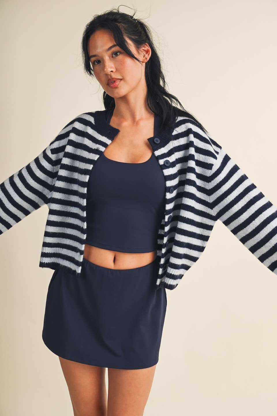 Striped Knit Button Up Cardigan Sweater