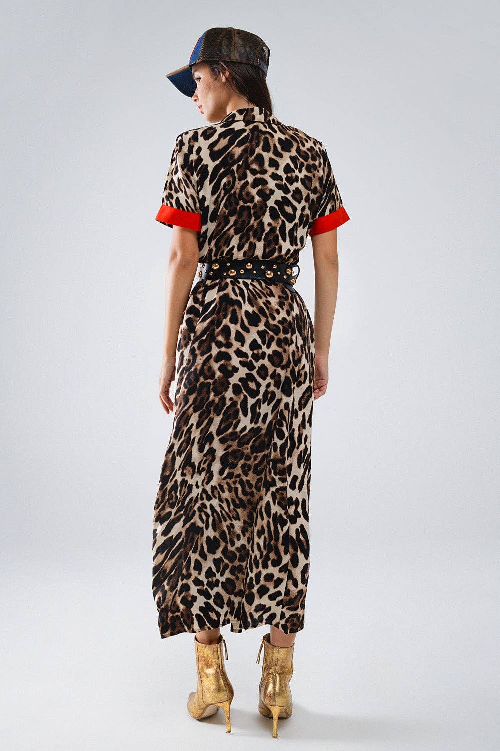 Maxi Leopard Button-Down Dress