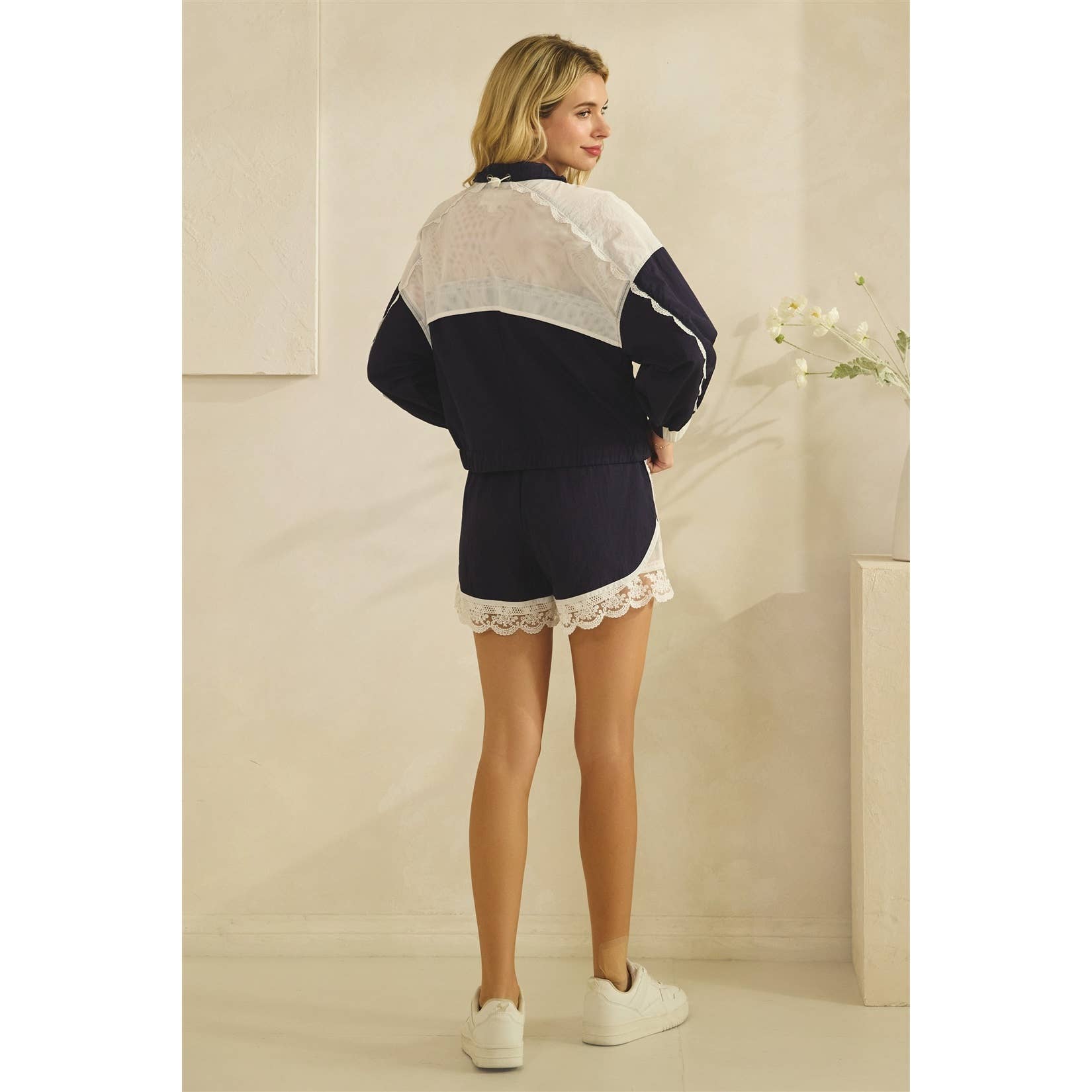 Lace and Mesh Inset Track Jacket