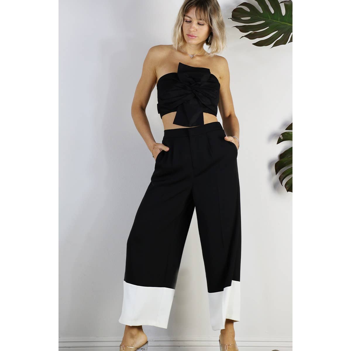 COLOR BLOCK WIDE PANTS