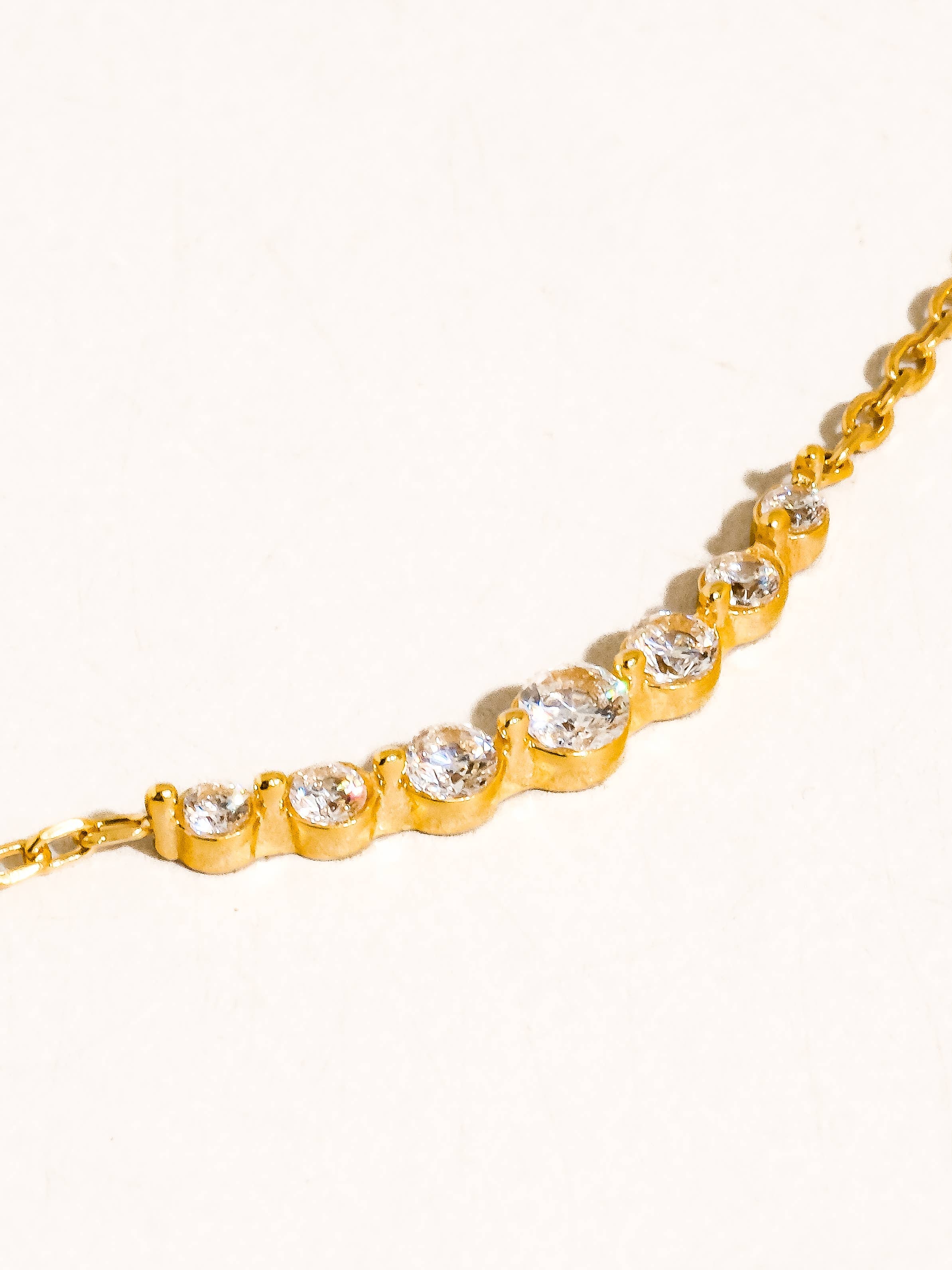 18K Gold Crystal Station Chain Necklace