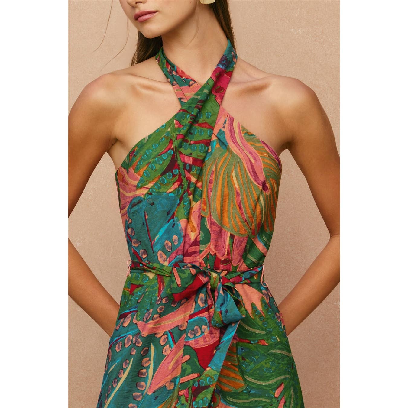 Drawing Dream Crossed Halter Neck Jumpsuit