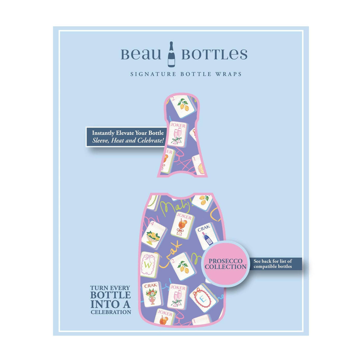 Purple Mahjong Prosecco Bottle Wrap – Gift for Her
