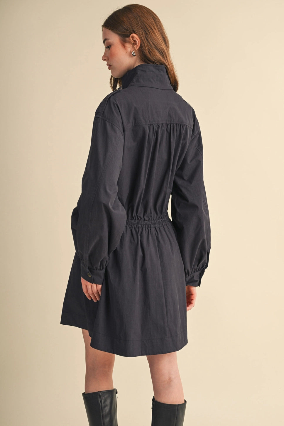 Drawstring Waist Utility Mini Dress